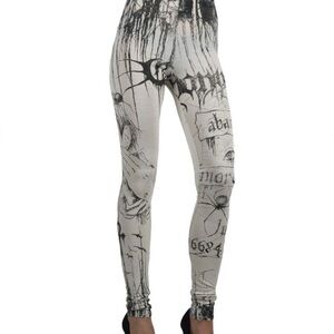 Widow Moral Decay Spandex Punk Goth Gothic Print Women's Leggings NWT M